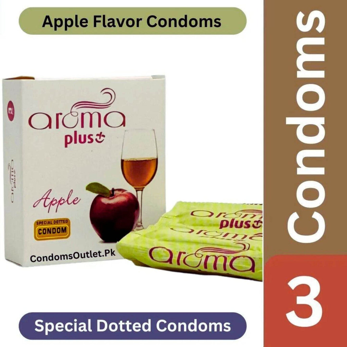 Buy Aroma Plus Apple Dotted Condoms (3s) | Refreshing Fun | CondomsOutlet.Pk