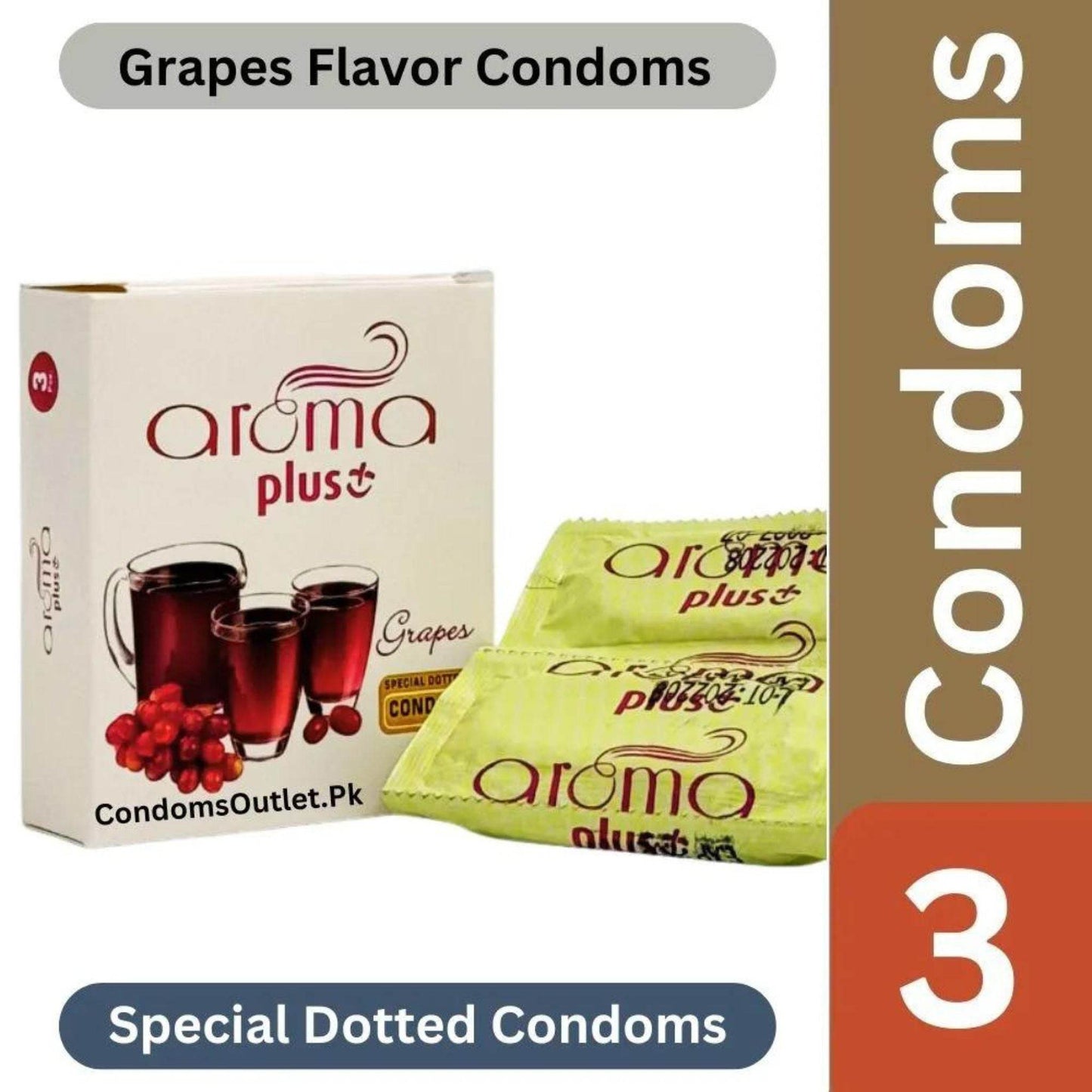 Buy Aroma Plus Grapes Dotted Condoms (3s) | Flavored Fun | CondomsOutlet.Pk