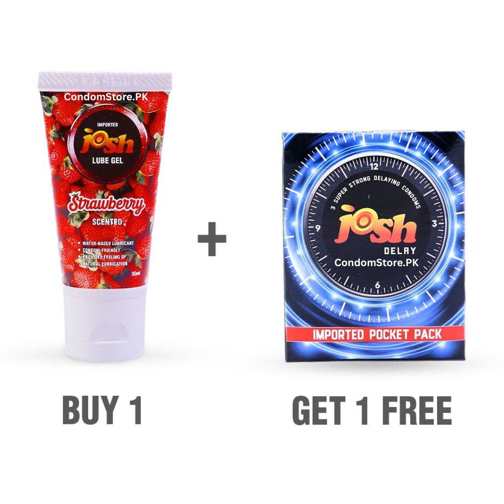 Buy Josh Delay Condom & Strawberry Lube | Endurance & Fun | CondomsOutlet.Pk