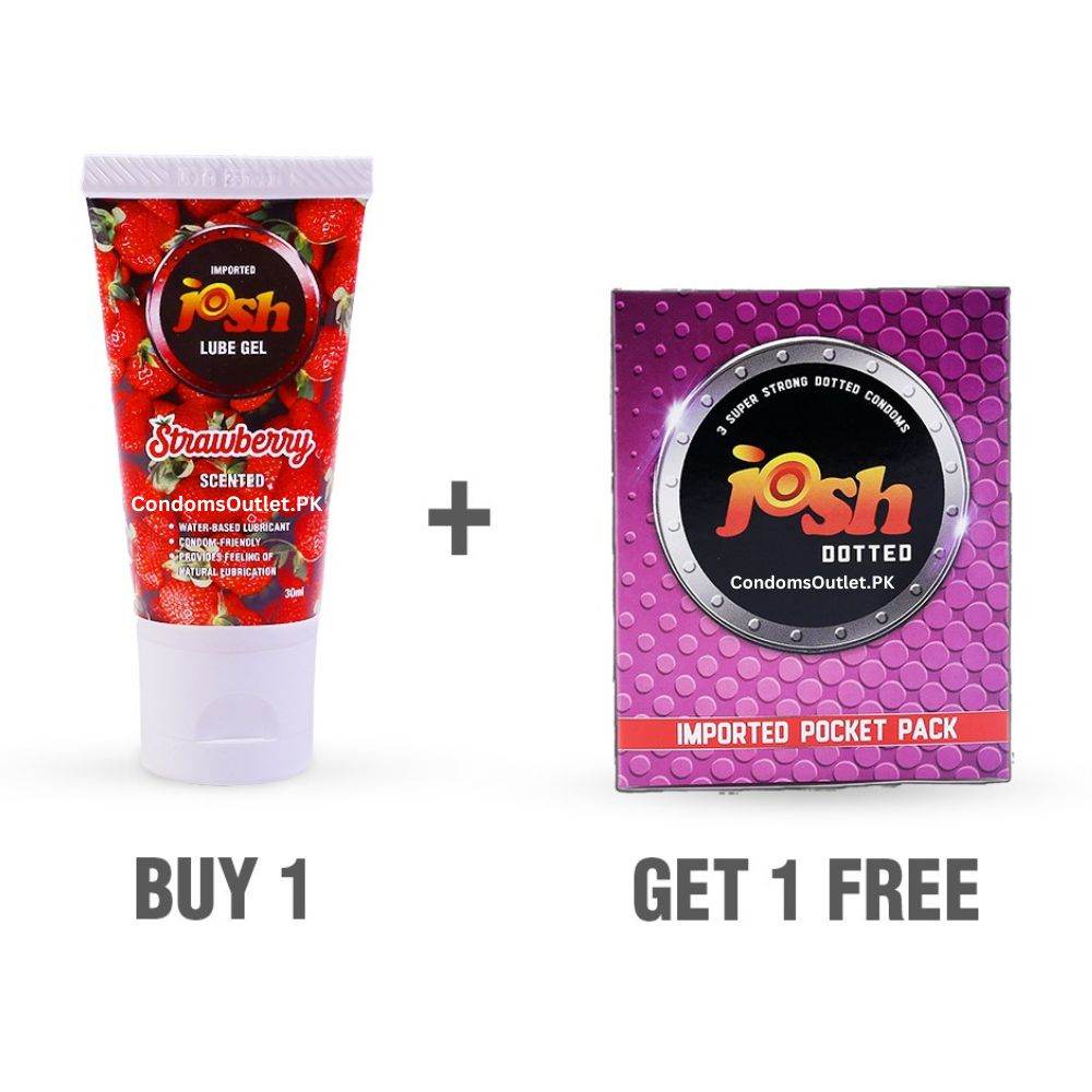Buy Josh Dotted Condom & Strawberry Lube Combo | Flavor & Stimulation | CondomsOutlet.Pk