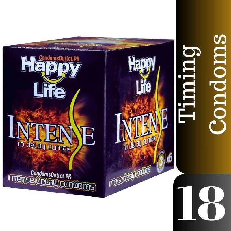 Buy Happy Life Intense Delay Condoms (18s) | Sensation & Endurance | CondomsOutlet.Pk