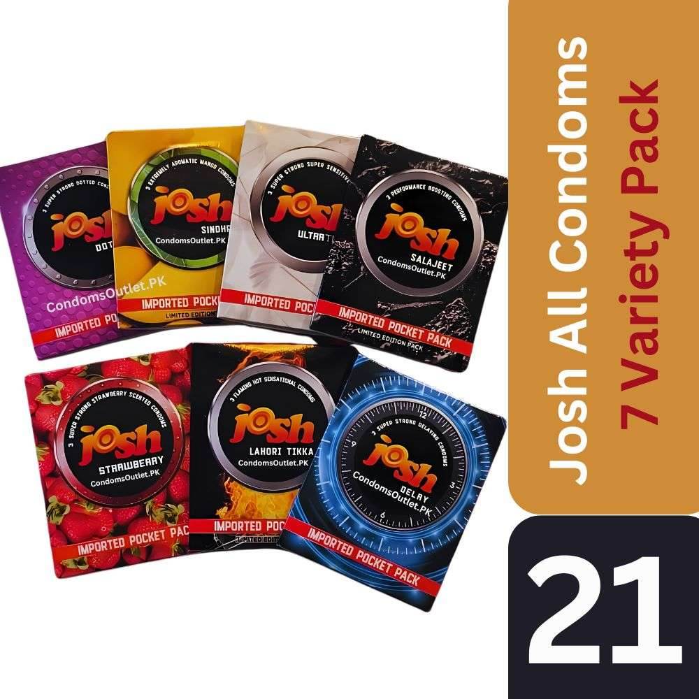 Buy Josh Condoms Ultimate Variety Pack | 7 Flavors & Styles | CondomsOutlet.Pk