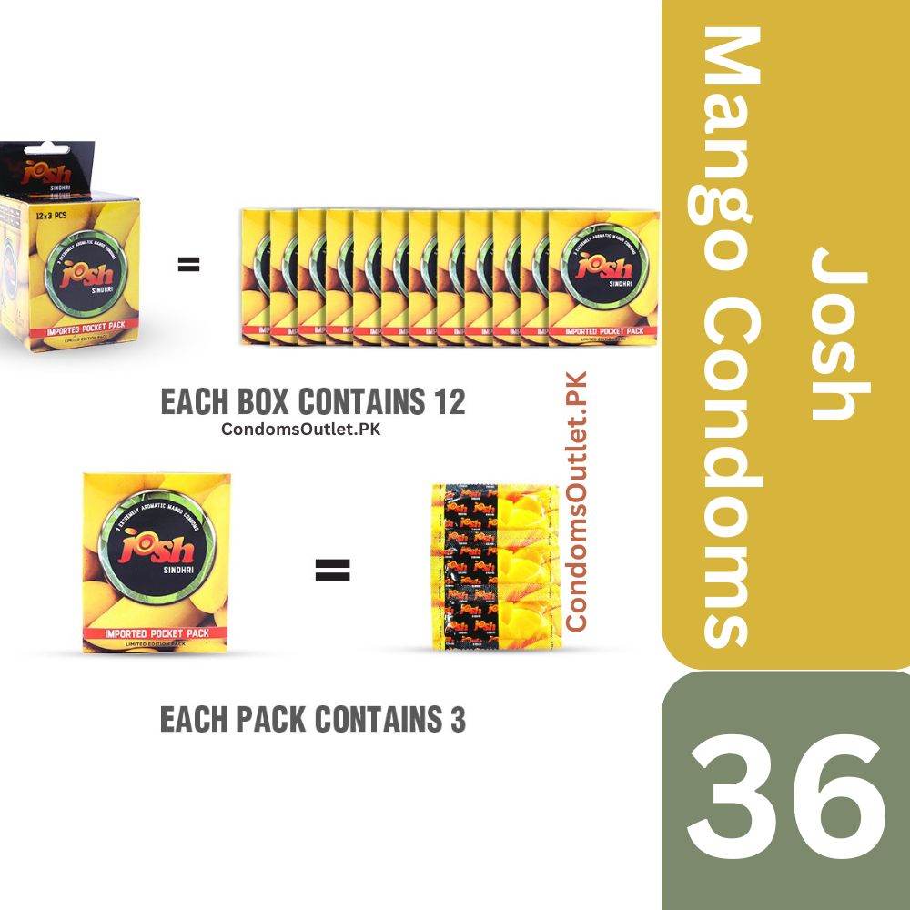 Buy Josh Mango (Sindhari Aam) Condoms (36s) | Flavored Fun | CondomsOutlet.Pk