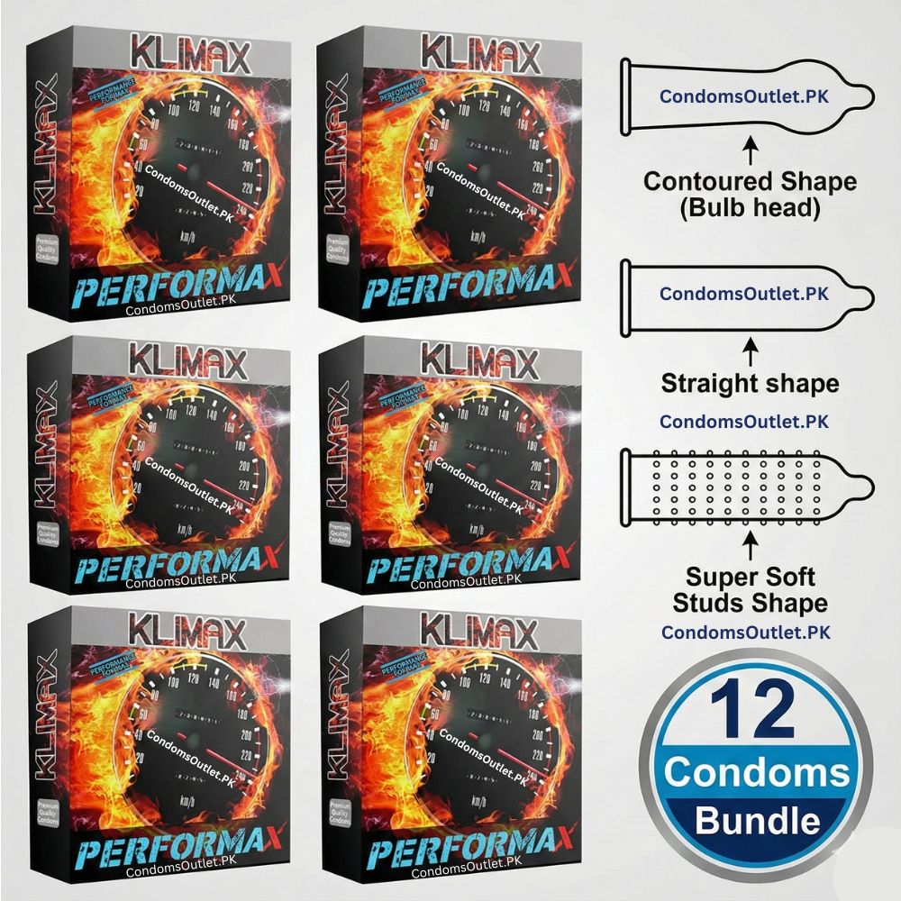 Klimax Performax Condoms (Pack of 12) | 3-in-1 Delay & Contoured Bundle