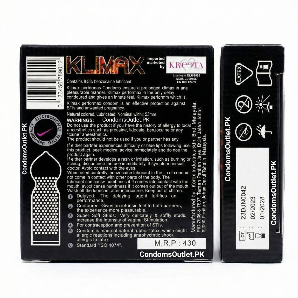Klimax Performax Packing Back side showing Price & Expiry Date