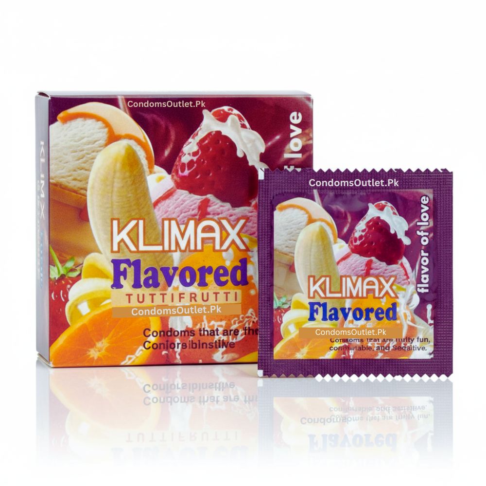 Box of Klimax Tutti Frutti Flavored Condoms - Pack of 2
