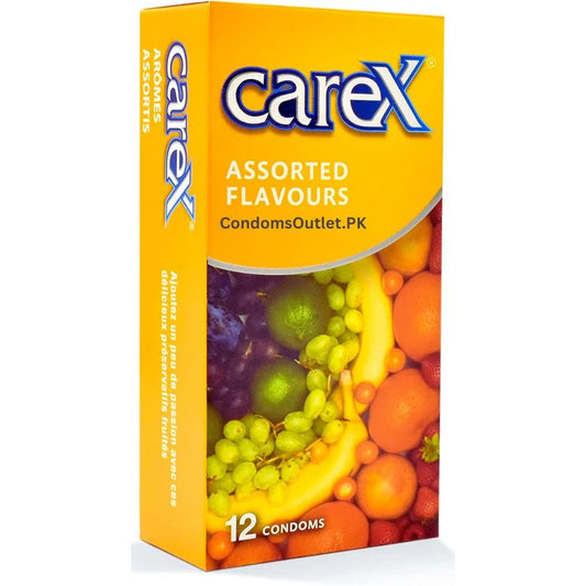 Carex Assorted Flavours Condom 12s – Fruity Fun in Every Pack - CondomsOutlet.Pk