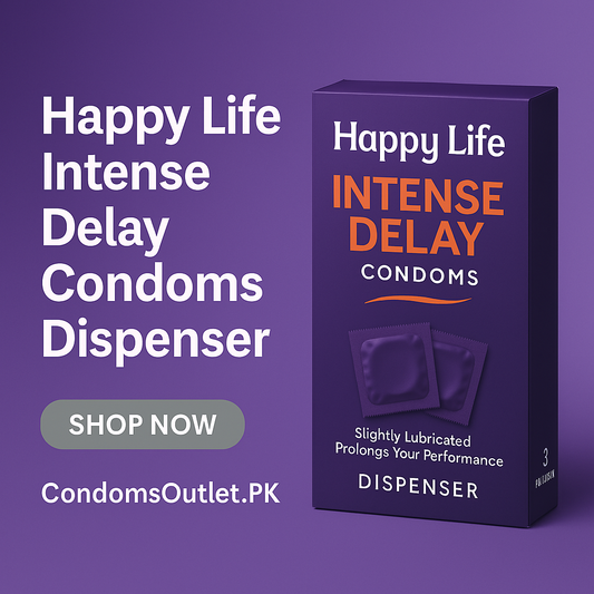 Happy Life Intense Delay Condoms Dispenser – For Longer, Better Moments in Islamabad - CondomsOutlet.Pk