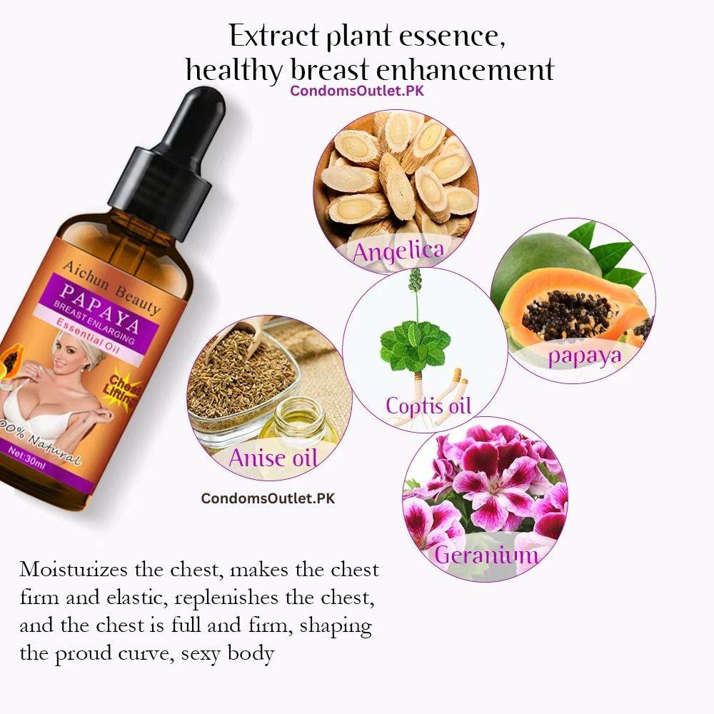Aichun Beauty Papaya Breast Enlarging Oil 30ml - CondomsOutlet.Pk