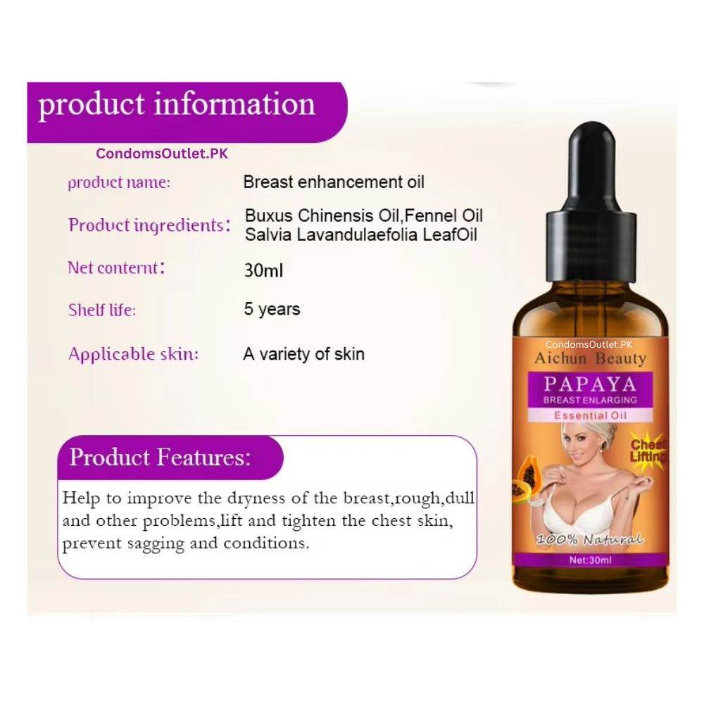 Aichun Beauty Papaya Breast Enlarging Oil 30ml - CondomsOutlet.Pk