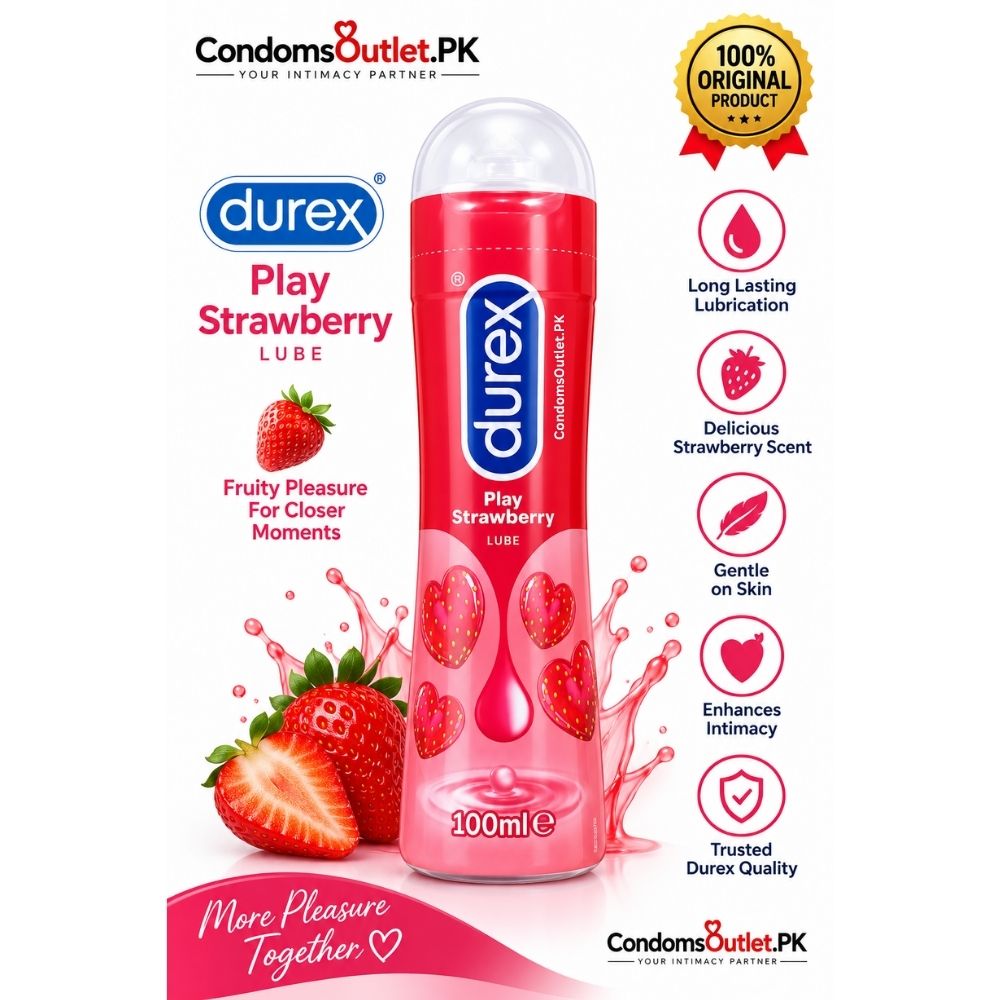 Durex Play Strawberry Lubricant Gel 100ml bottle front shot - CondomsOutlet.Pk