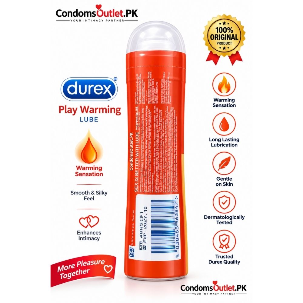 Durex Warming Lube 100ml back label with usage instructions and expiry details