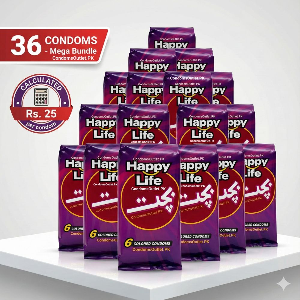 Happy Life Bachat Pack (36 Colored Condoms) | Mega Bundle | 6 x 6s