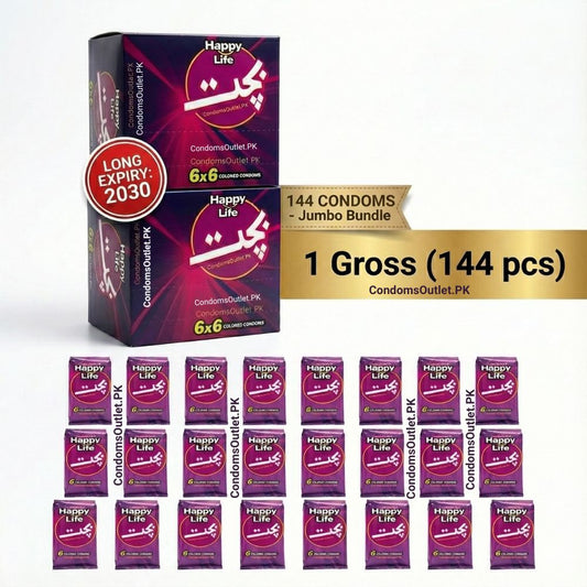 Happy Life Bachat Super Wholesale Carton (144 Colored Condoms) | 24 x 6s