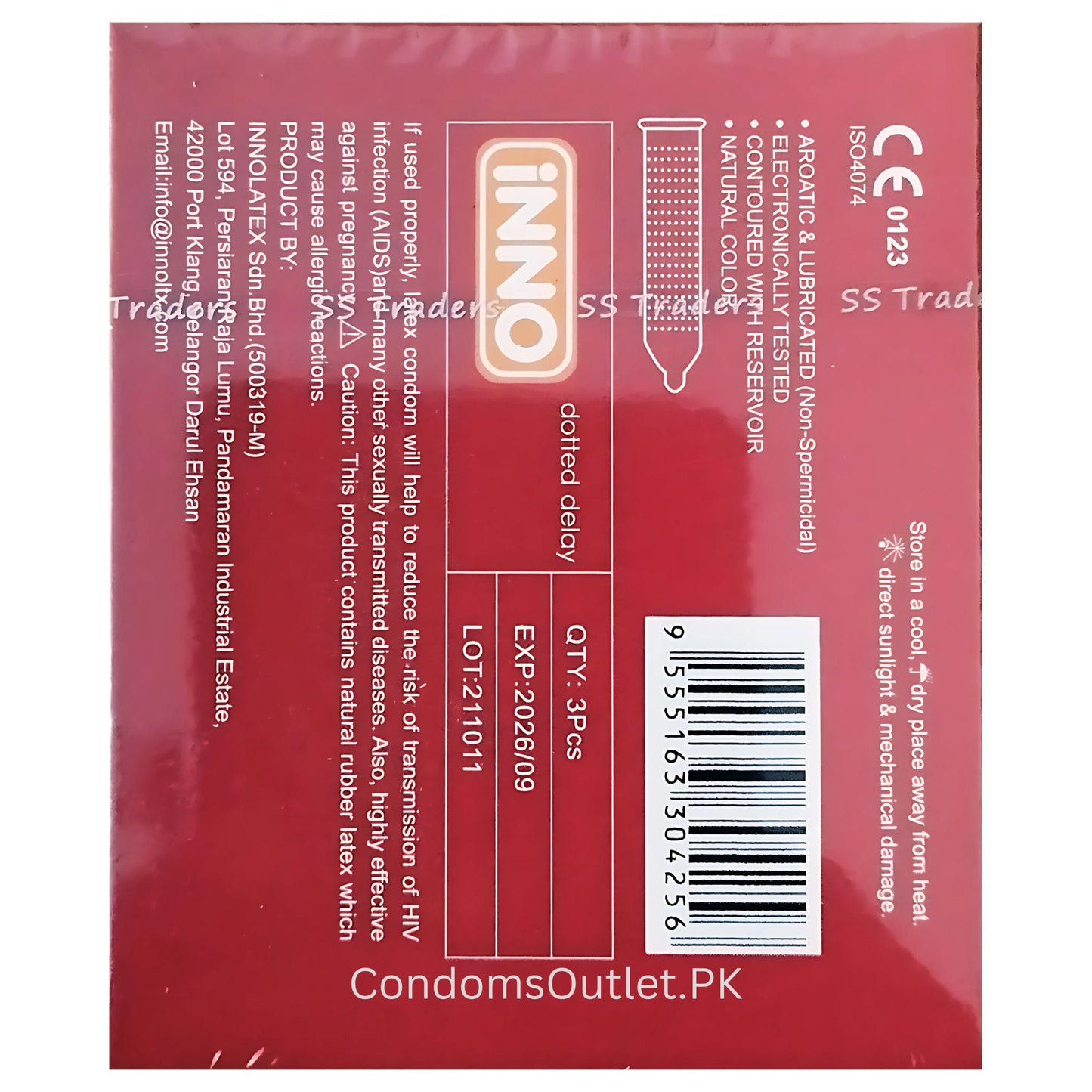 Inno Dotted Delay Condoms Red 3's