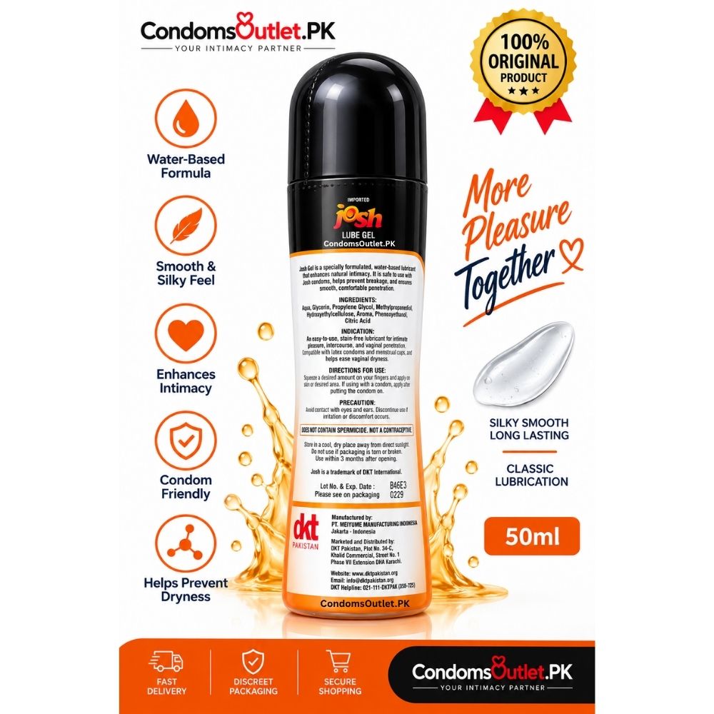 Josh Classic personal lubricant gel 50ml back label view with official ingredients and warnings