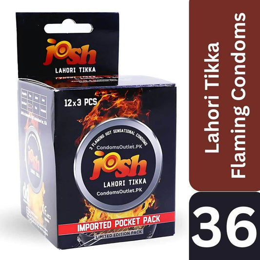 Buy Josh Lahori Tikka Condoms (36s) | Warming Sensation | CondomsOutlet.Pk
