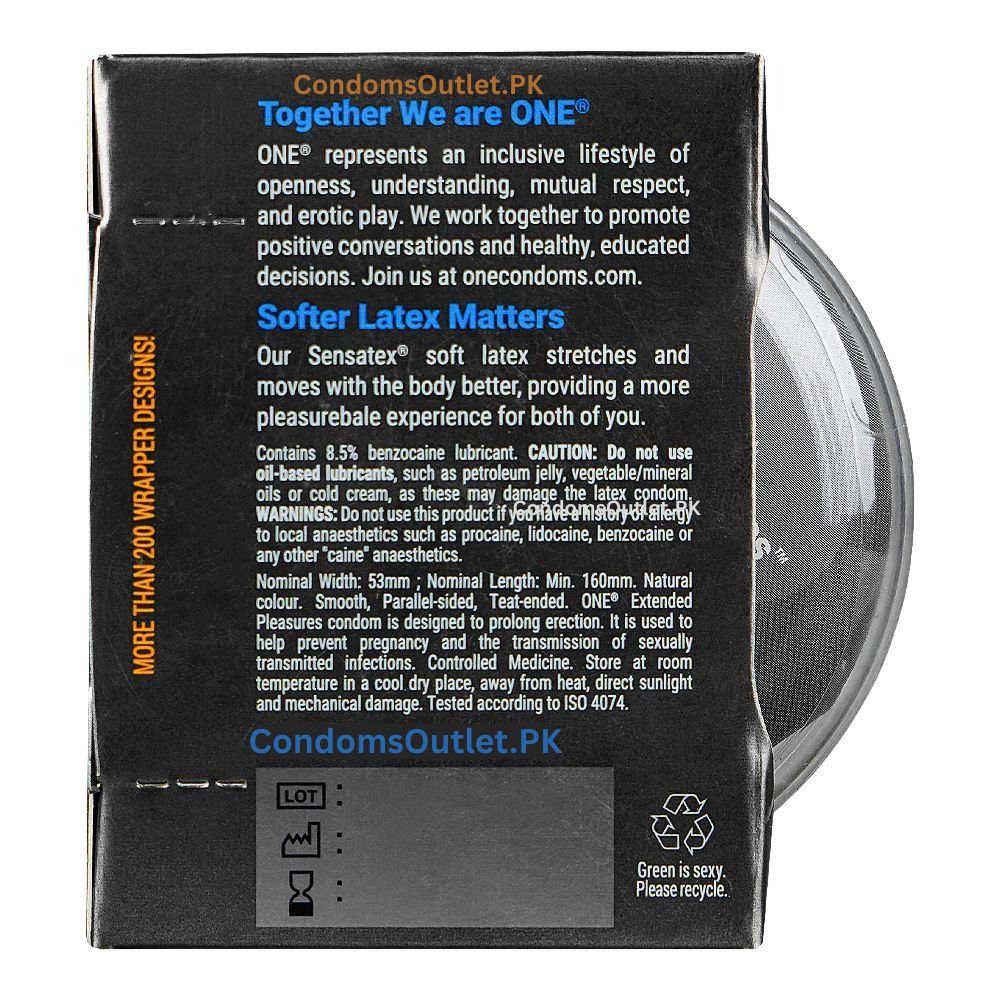 ONE Extended Pleasures (Pack of 3) | 8.5% Benzocaine Delay | Softer Latex