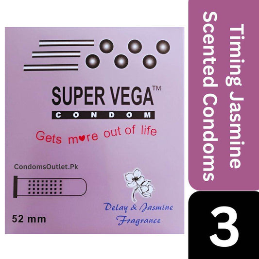 Super Vega Jasmine Scented Delay Condoms 3 Pack Pakistan
