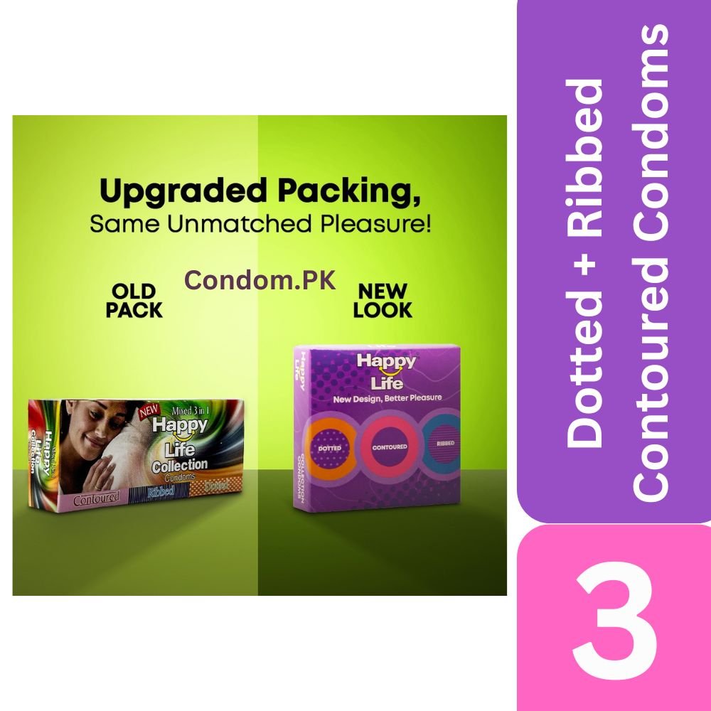 Happy Life Collection Condoms 3s 2 Happy Life Collection 3’s (Contoured, Ribbed, Dotted) condoms